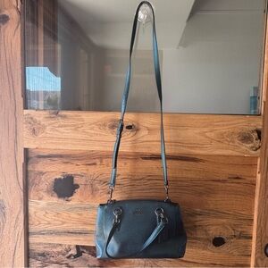 Coach Mini Christie Carryall F23337 Metallic Dark Teal Leather Satchel Tote NWT